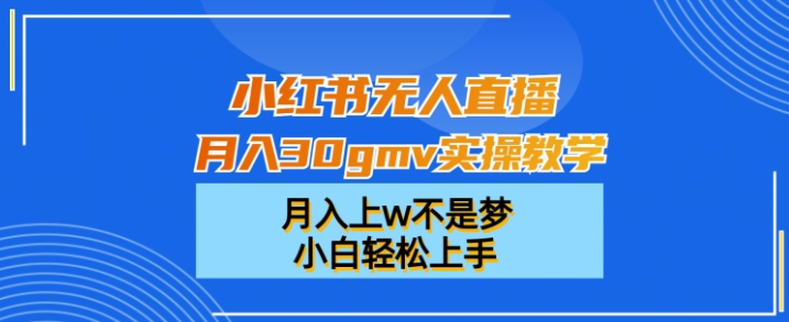 图片[1]-小红书无人直播月入30gmv实操教学，月入上w不是梦，小白轻松上手【揭秘】-晓月资源网