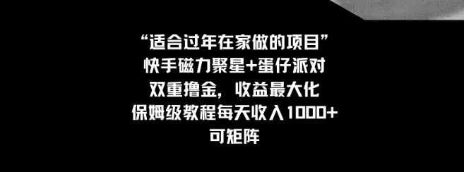 图片[1]-适合过年在家做的项目，快手磁力+蛋仔派对，双重撸金，收益最大化 保姆级教程-晓月资源网