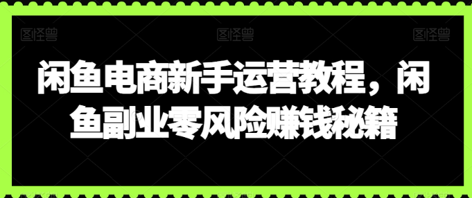 图片[1]-闲鱼电商新手运营教程，闲鱼副业零风险赚钱秘籍-晓月资源网