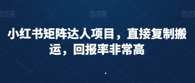 图片[1]-小红书矩阵达人副业，直接复制搬运，回报率还可以-晓月资源网