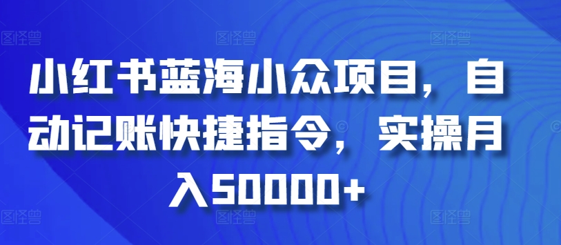 小红书蓝海小众项目，自动记账快捷指令，实操月入50000 【揭秘】