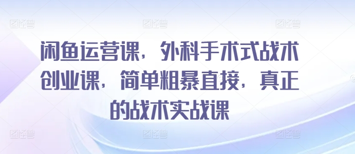 闲鱼运营课，外科手术式战术创业课，简单粗暴直接，真正的战术实战课