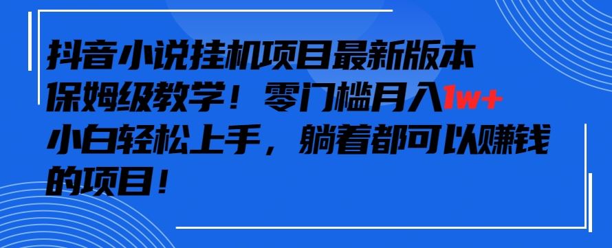 抖音最新小说挂机项目，保姆级教学，零成本月入1w ，小白轻松上手【揭秘】_实操