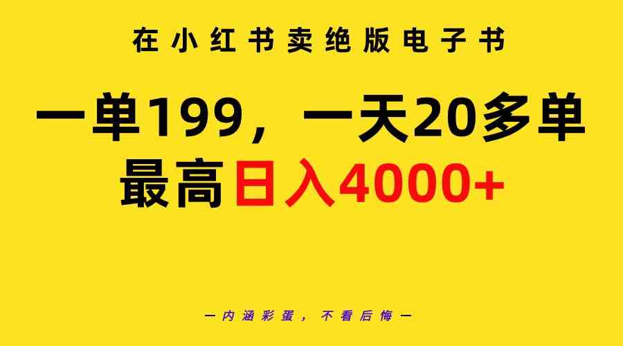 （9401期）在小红书卖绝版电子书，一单199 一天最多搞20多单，最高日入4000 教程 资料