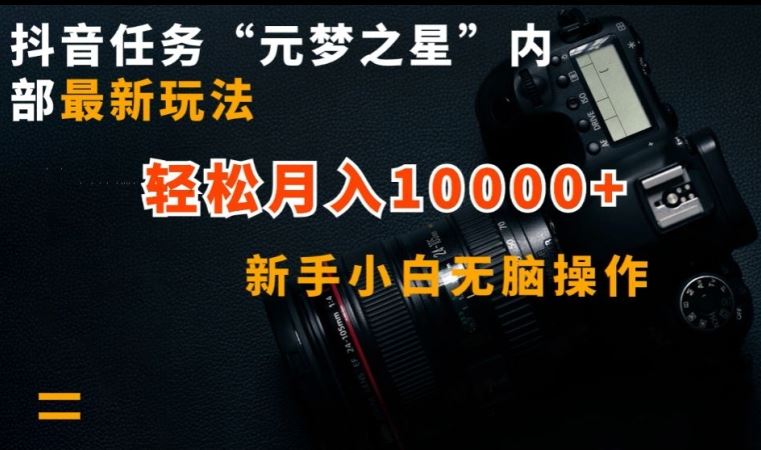 抖音任务“元梦之星”内部最新玩法，新手小白无脑操作，轻松月入10000 【揭秘】