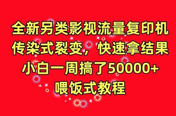 全新另类影视流量复印机，传染式裂变，快速拿结果，小白一周搞了50000 ，喂饭式教程【揭秘】