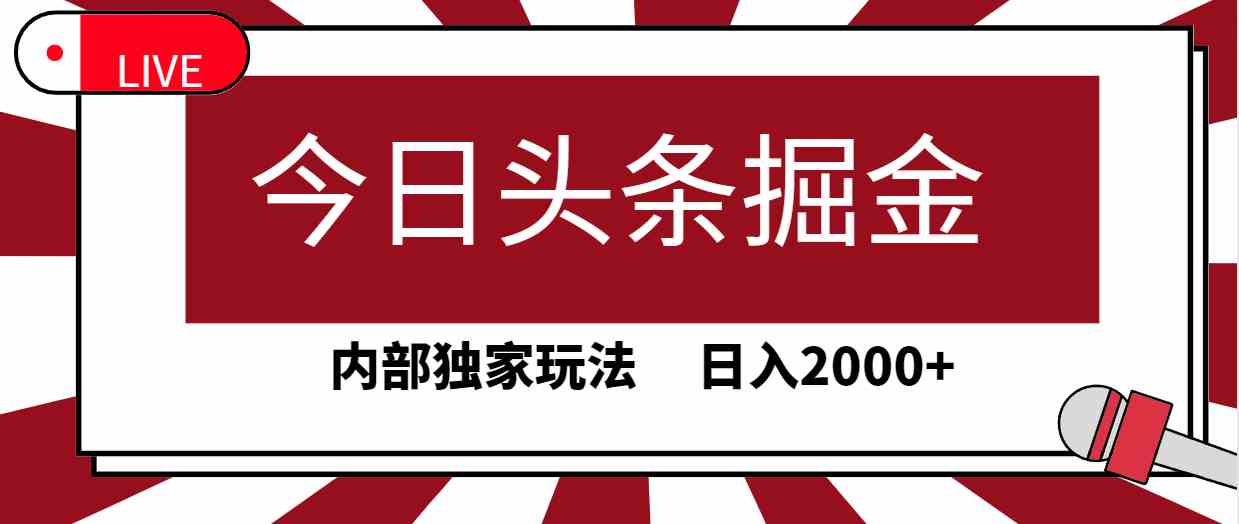 （9832期）今日头条掘金，30秒一篇文章，内部独家玩法，日入2000 