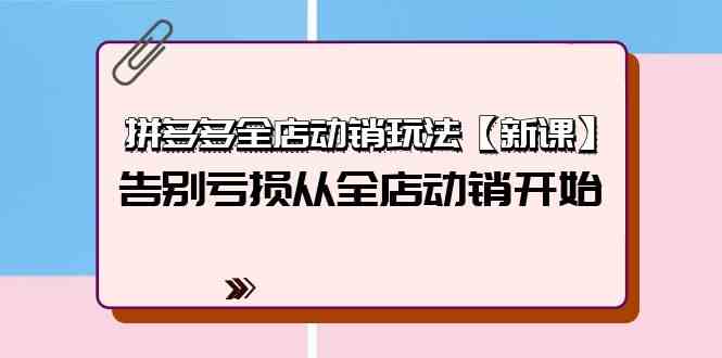 （9974期）拼多多全店动销玩法【新课】，告别亏损从全店动销开始（4节视频课）