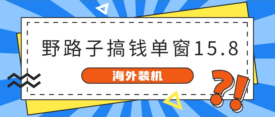 （10385期）海外装机，野路子搞钱，单窗口15.8，已变现10000 