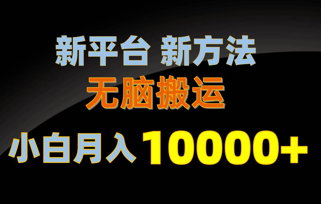 新平台新方法，无脑搬运，月赚10000 ，小白轻松上手不动脑