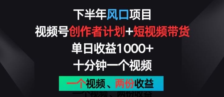 下半年风口项目，视频号创作者计划 视频带货，一个视频两份收益，十分钟一个视频【揭秘】