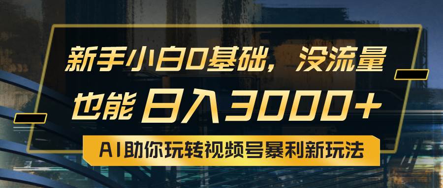 小白0基础，没流量也能日入3000 ：AI助你玩转视频号暴利新玩法