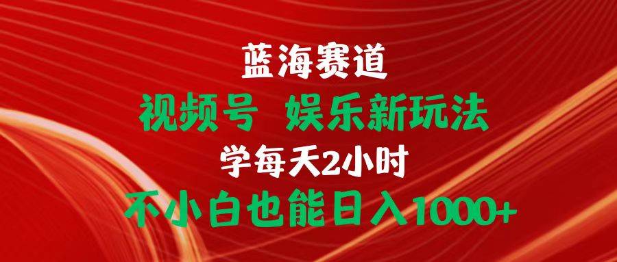 蓝海赛道视频号 娱乐新玩法每天2小时小白也能日入1000 