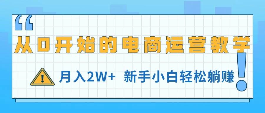 从0开始的电商运营教学，月入2W ，新手小白轻松躺赚