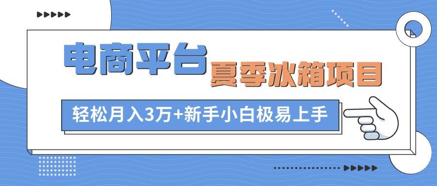 电商平台夏季冰箱项目，轻松月入3万 ，新手小白极易上手