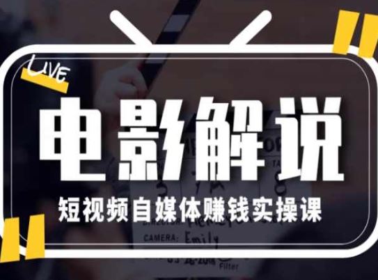 电影解说短视频自媒体赚钱实操课，教你做电影解说短视频，月赚1万