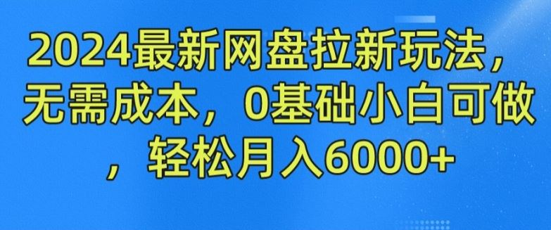 2024最新网盘拉新玩法，无需成本，0基础小白可做，轻松月入6000 【揭秘】