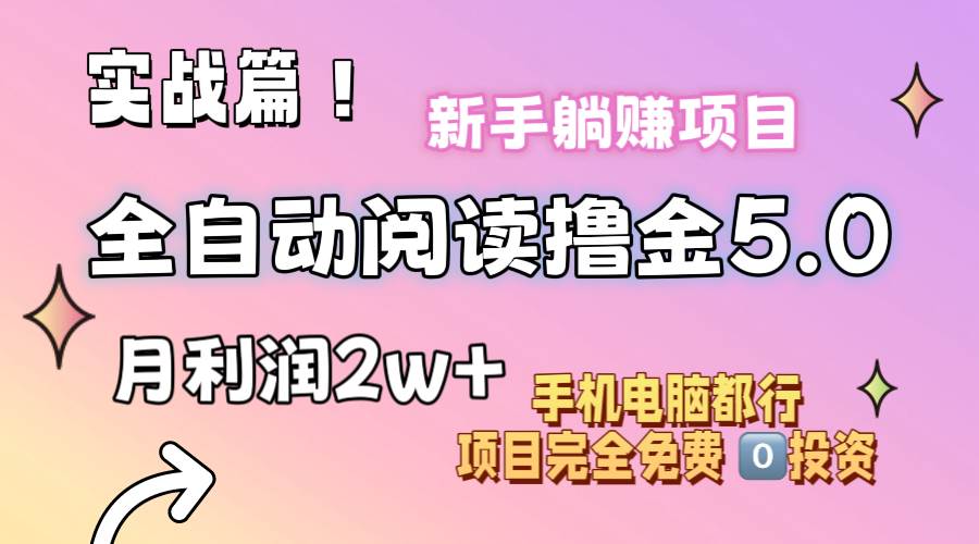 小说全自动阅读撸金5.0 操作简单 可批量操作 零门槛！小白无脑上手月入2w 