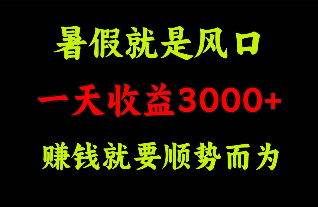 一天收益3000  赚钱就是顺势而为，暑假就是风口