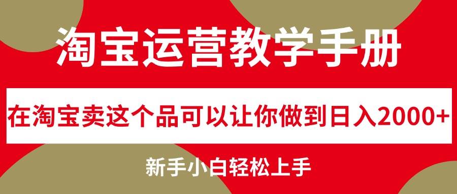 淘宝运营教学手册，在淘宝卖这个品可以让你做到日入2000 ，新手小白轻...