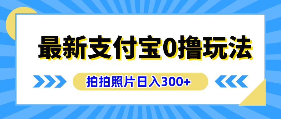 最新支付宝0撸玩法，拍照轻松赚收益，日入300 有手机就能做