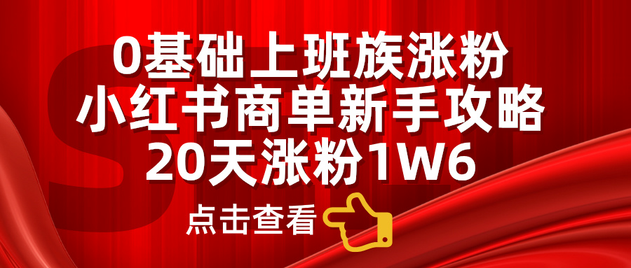 0基础上班族涨粉，小红书商单新手攻略，20天涨粉1.6w