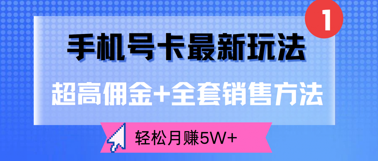 超高佣金 全套销售方法，手机号卡最新玩法，轻松月赚5W 