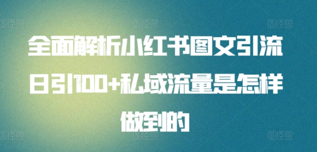 日引流100私域流量小红书图文是怎样做到的全面解析