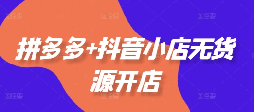 拼多多 抖音小店无货源开店，包括：选品、运营、基础、付费推广、爆款案例等(更新25年2月)